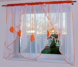 Voálová záclona listí bílo oranžové