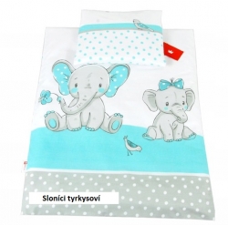 Sada do kočárku Sloníci tyrkysovo modří