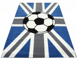 Koberec Union Jack fotbalový míč modrý, Rozměr 120x170cm