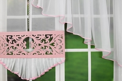 Asymetrická záclona s panelem růžová
