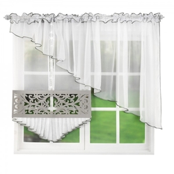 Asymetrická záclona s panelem šedá