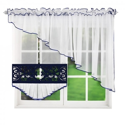 Asymetrická záclona s panelem modrá