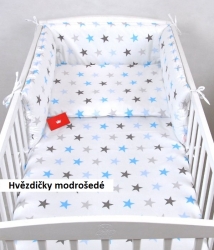 3 dílná sada do postýlky Hvězdičky modrošedé