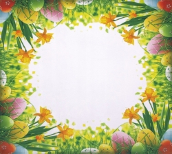 Běhoun na stůl Vajíčka s narciskami 85 x 85cm