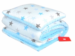 Komplet deka s polštářkem minky Hvězdičky modro šedé