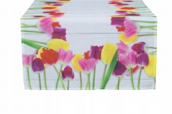 Běhoun na stůl s tulipány směs barev