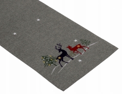 Vánoční běhoun Jelen s laní na šedém podkladu, Rozměr 40 x 160cm