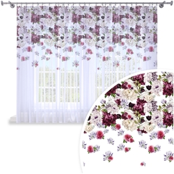 Záclona na okno Pivoňky 300 x 150cm nebo 400 x 150cm