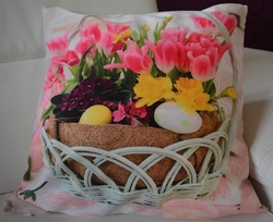 Povlak na polštářek 3D Velikonoční s tulipány