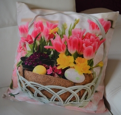Povlak na polštářek 3D Velikonoční s tulipány