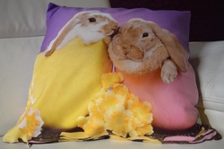 Povlak na polštářek 3D Velikonoční králíčci s narciskami