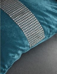 Povlak na polštář se zirkony velvet smaragdový 50 x 50cm