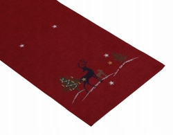 Vánoční běhoun Jelen s laní na červeném podkladu