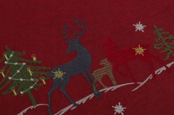 Vánoční běhoun Jelen s laní na červeném podkladu