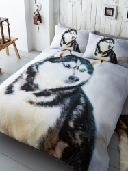 Fotografie Povlečení 3D Husky, Rozměry dvoulůžko 1ks 200x200+2ks 50x75cm