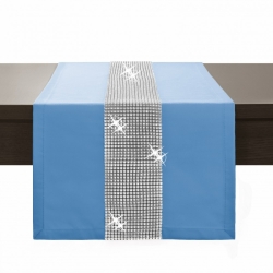 Běhoun na stůl s kamínky blankytně modrý