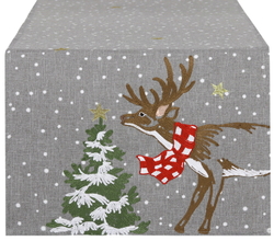 Vánoční běhoun na stůl s výšivkou jelena