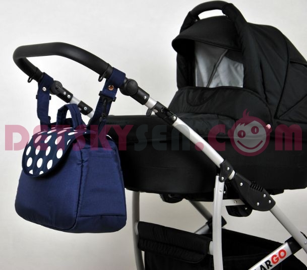 Ukázka připevnění popruhu k rukojeti kočárku