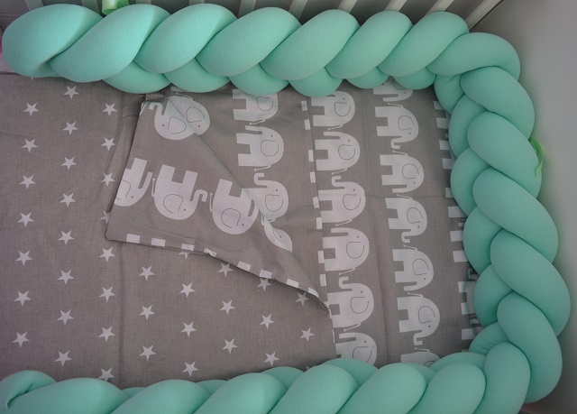 2 dílná sada do dětské postýlky Slon šedý hvězdičky